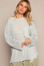 Women's Long Sleeve Knit Top – Round Neck, Front Pocket, Relaxed Fit - The Elevated Hippie