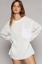 Women's Long Sleeve Knit Top – Round Neck, Front Pocket, Relaxed Fit - The Elevated Hippie