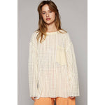 Women's Long Sleeve Knit Top – Round Neck, Front Pocket, Relaxed Fit - The Elevated Hippie