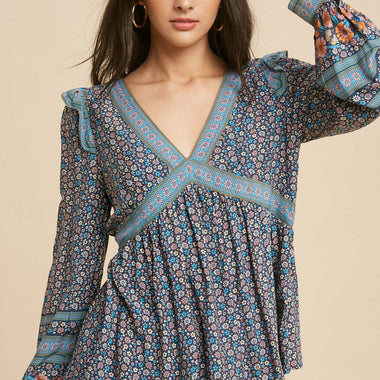 Women's Multicolor Floral Boho Top – Bloom Blouse with Flowy Fit - The Elevated Hippie