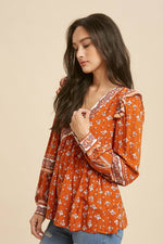 Women's Multicolor Floral Boho Top – Bloom Blouse with Flowy Fit - The Elevated Hippie