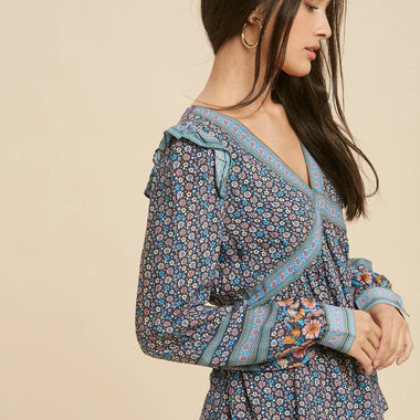 Women's Multicolor Floral Boho Top – Bloom Blouse with Flowy Fit - The Elevated Hippie