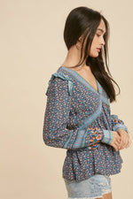 Women's Multicolor Floral Boho Top – Bloom Blouse with Flowy Fit - The Elevated Hippie