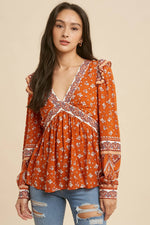 Women's Multicolor Floral Boho Top – Bloom Blouse with Flowy Fit - The Elevated Hippie