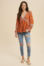 Women's Multicolor Floral Boho Top – Bloom Blouse with Flowy Fit - The Elevated Hippie