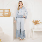 Cozy Boho Set: Crochet Jacket with Bell Bottom Pants - The Elevated Hippie