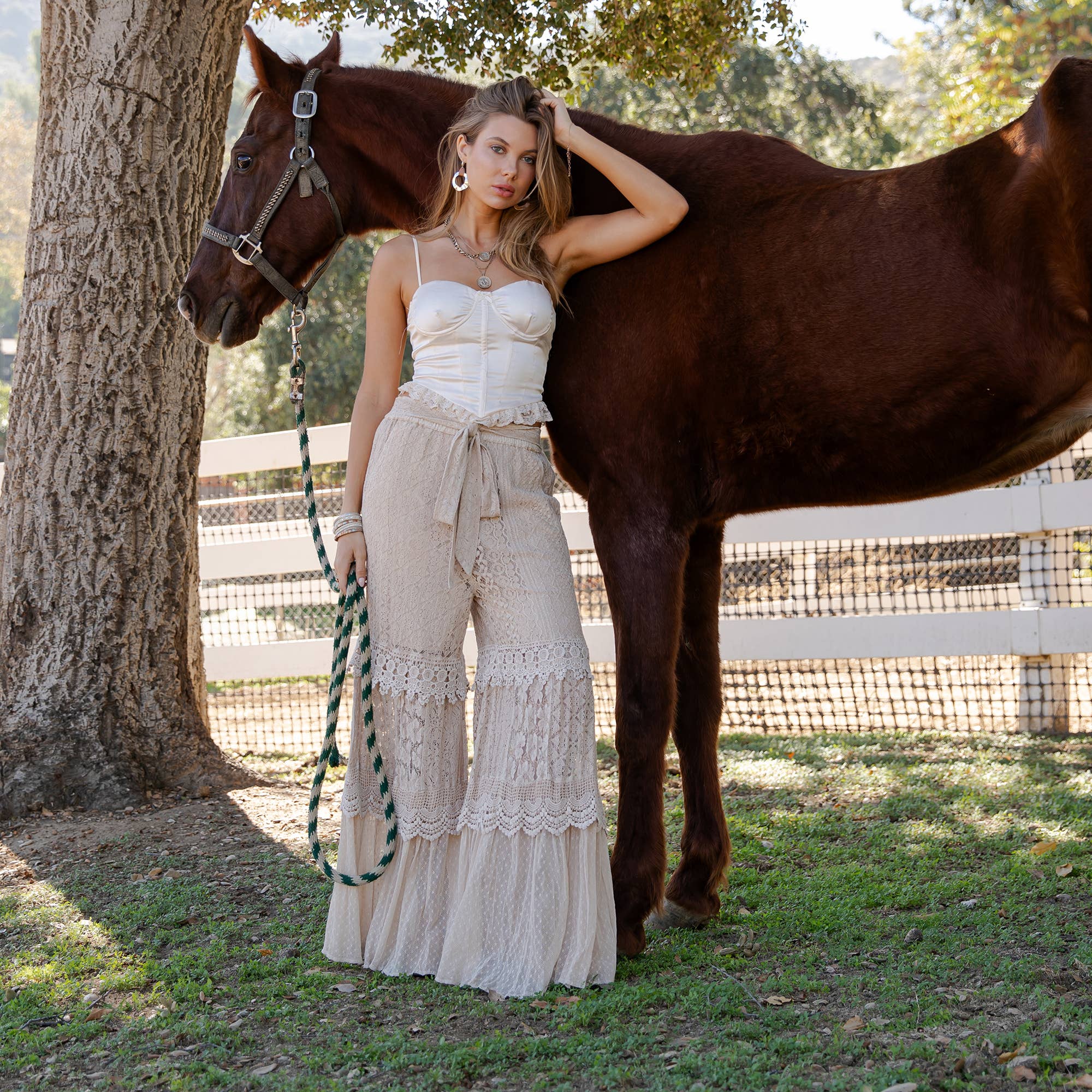 Desert Dream Cloud Pant Tiered Lace & Net Trims - The Elevated Hippie