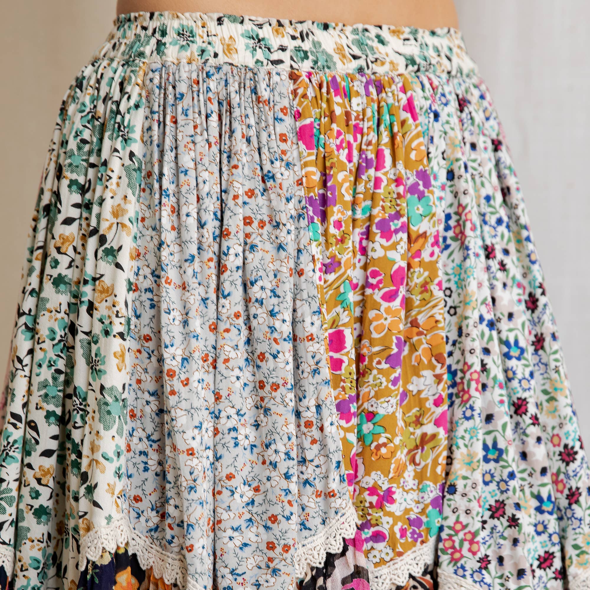 Desert Dream Festival Skirt Gathered Lace Mini - New Arrival - The Elevated Hippie