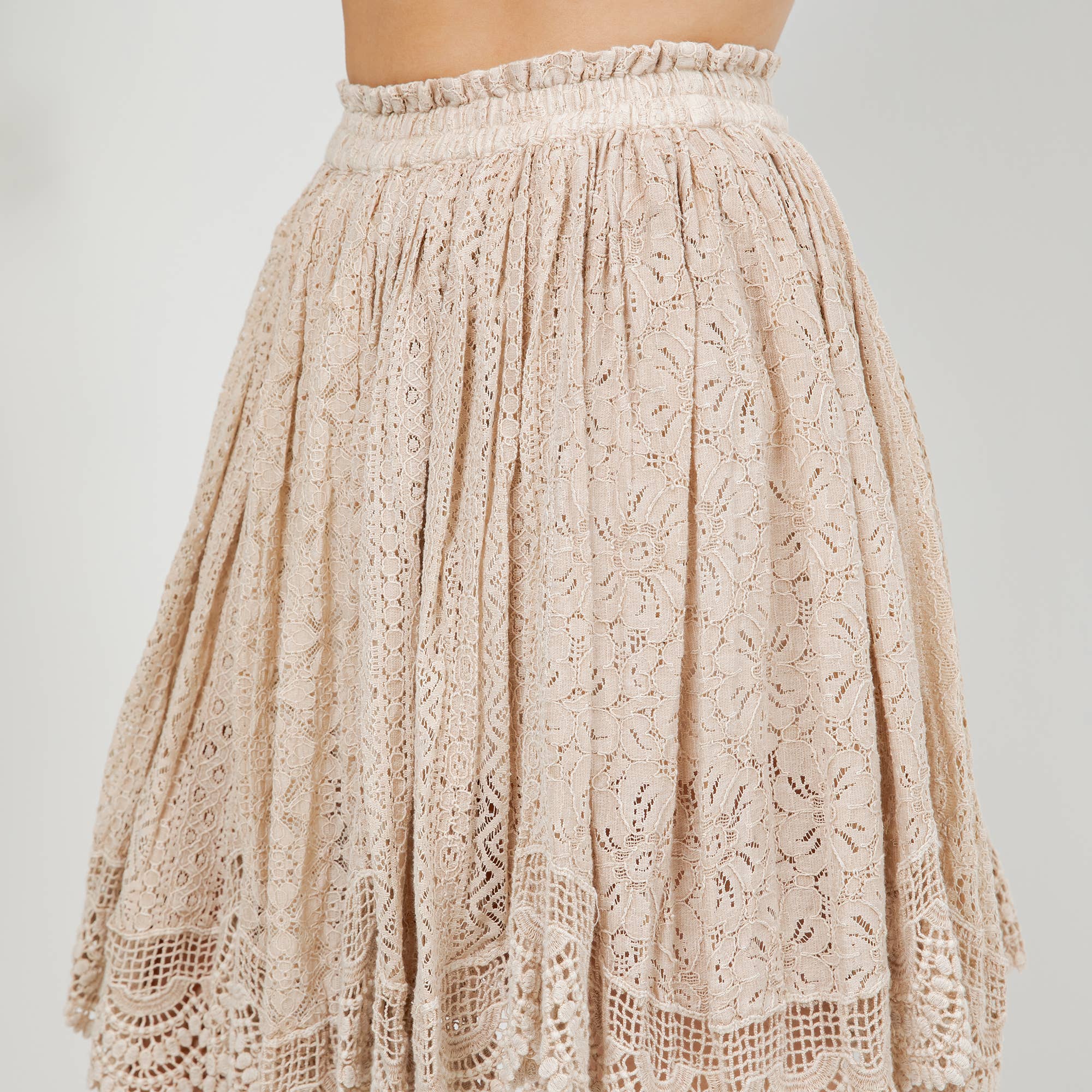 Desert Dream Festival Skirt Gathered Lace Mini - New Arrival - The Elevated Hippie