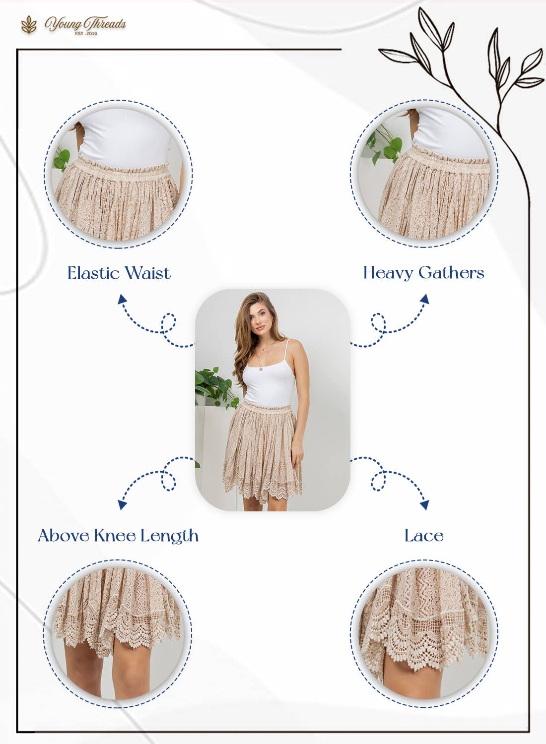 Desert Dream Festival Skirt Gathered Lace Mini - New Arrival - The Elevated Hippie