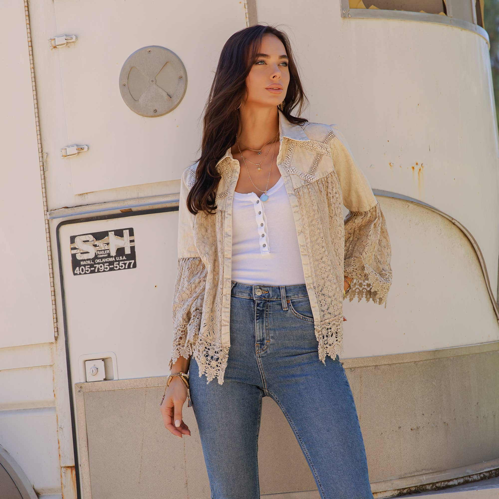 Intricate Crochet Lace Bell Sleeve Western Jacket Shrug - The Elevated Hippie