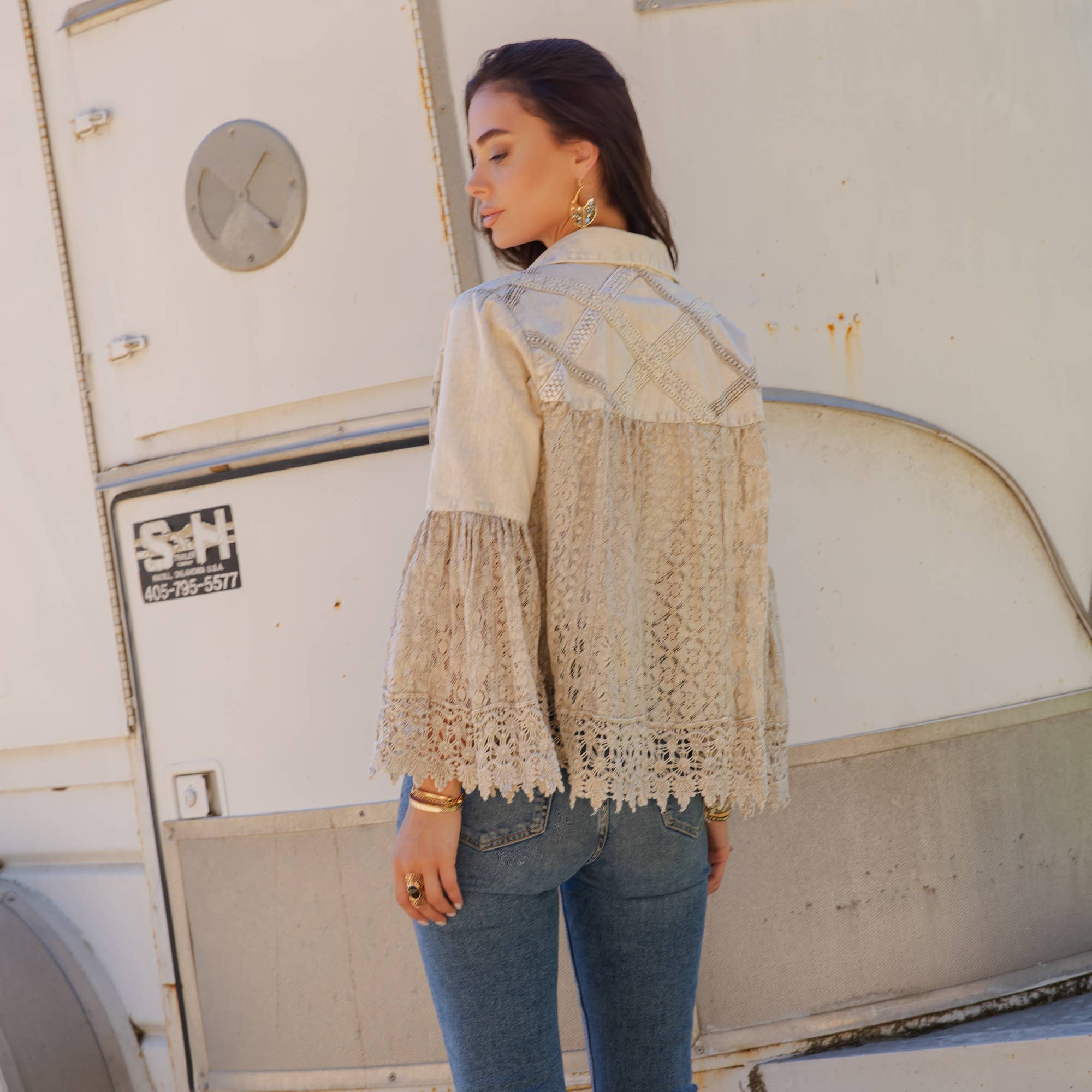 Intricate Crochet Lace Bell Sleeve Western Jacket Shrug - The Elevated Hippie