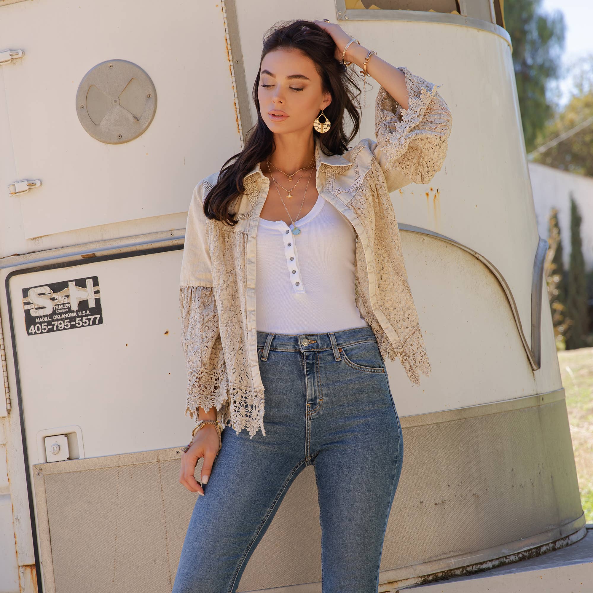 Intricate Crochet Lace Bell Sleeve Western Jacket Shrug - The Elevated Hippie